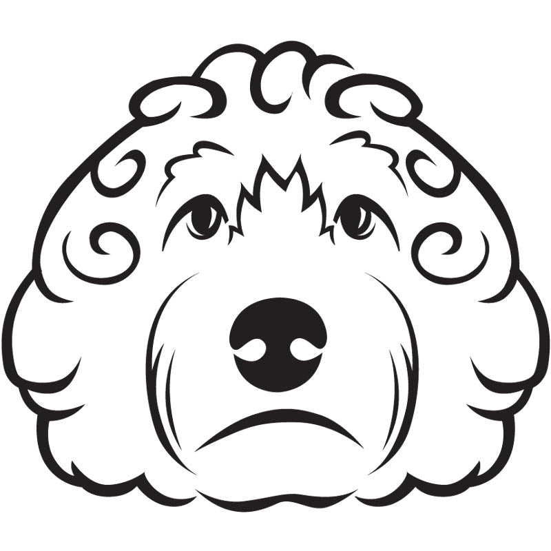 Black outline illustration of the head of a Cockapoo