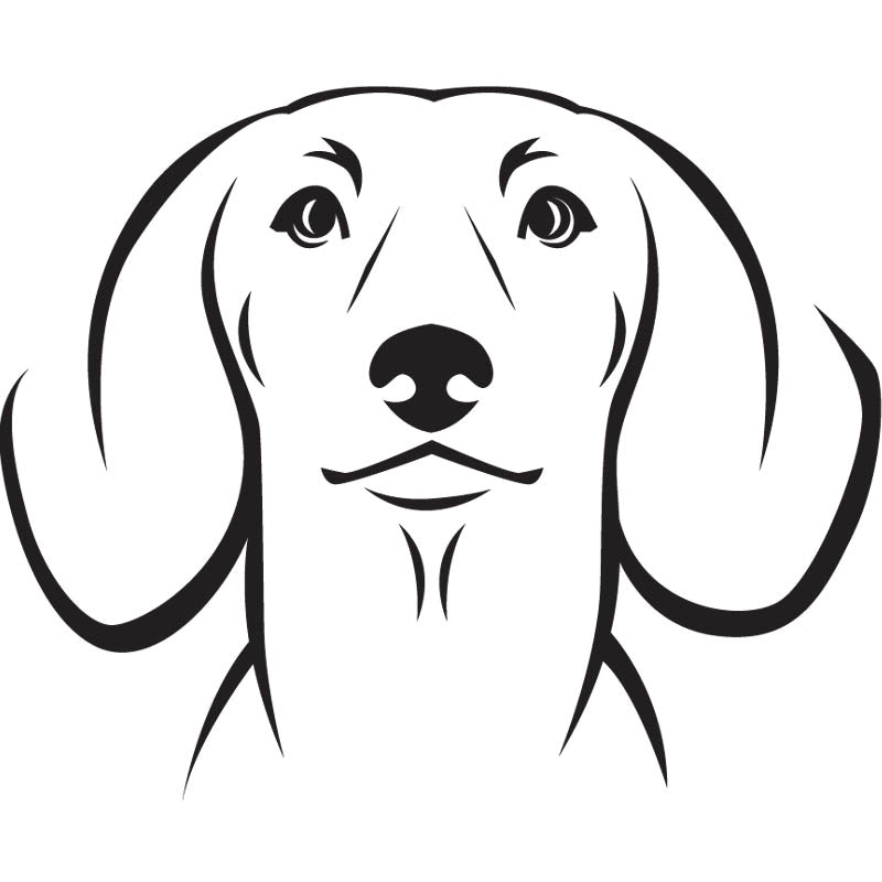 Black outline illustration of the head of a Dachshund