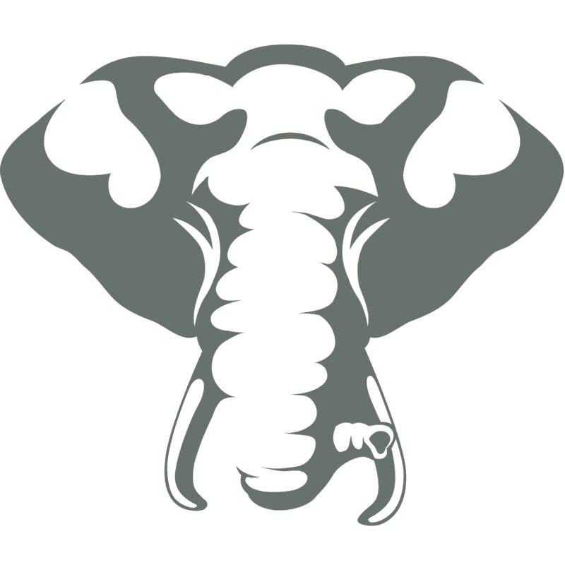 Grey illustration of a 'negative space' elephant head