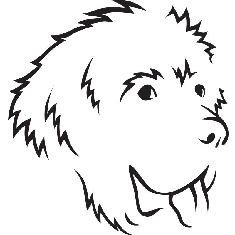 Black outline illustration of the head of a Newfoundland