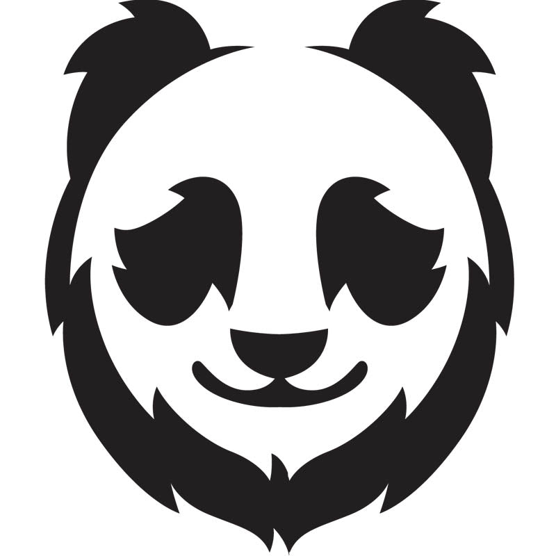 Black minimalist illustration of an panda head