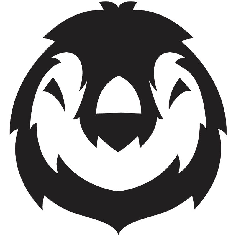 Black minimalist illustration of a penguin head