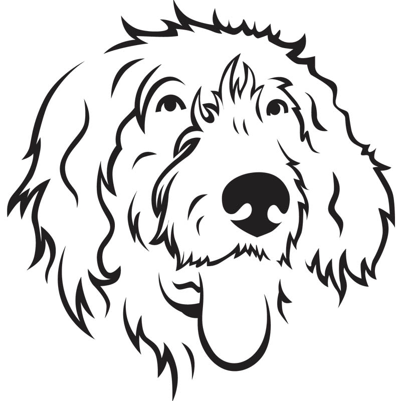 Black outline illustration of the head of a Wirehaired Pointer