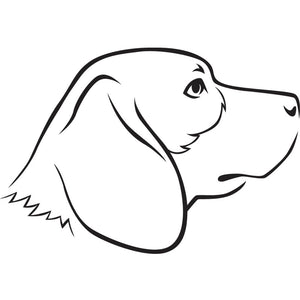 Minimalist black illustration of a Beagle on a white background