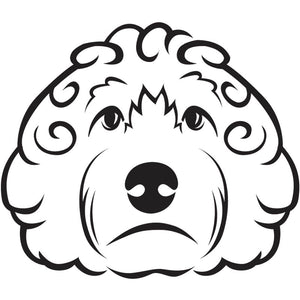 Minimalist black illustration of a Cockapoo on a white background
