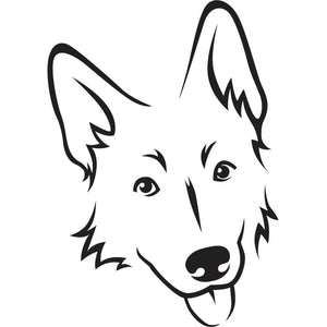 Minimalist black illustration of a German Shepherd on a white background