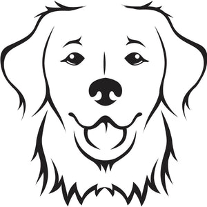 Minimalist black illustration of a Golden Retriever on a white background