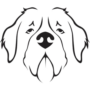 Minimalist black illustration of a Saint Bernard on a white background
