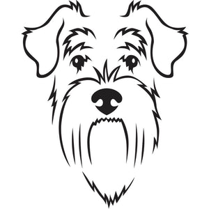 Minimalist black illustration of a Schnauzer on a white background