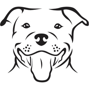 Minimalist black illustration of a Staffordshire Bull Terrier on a white background